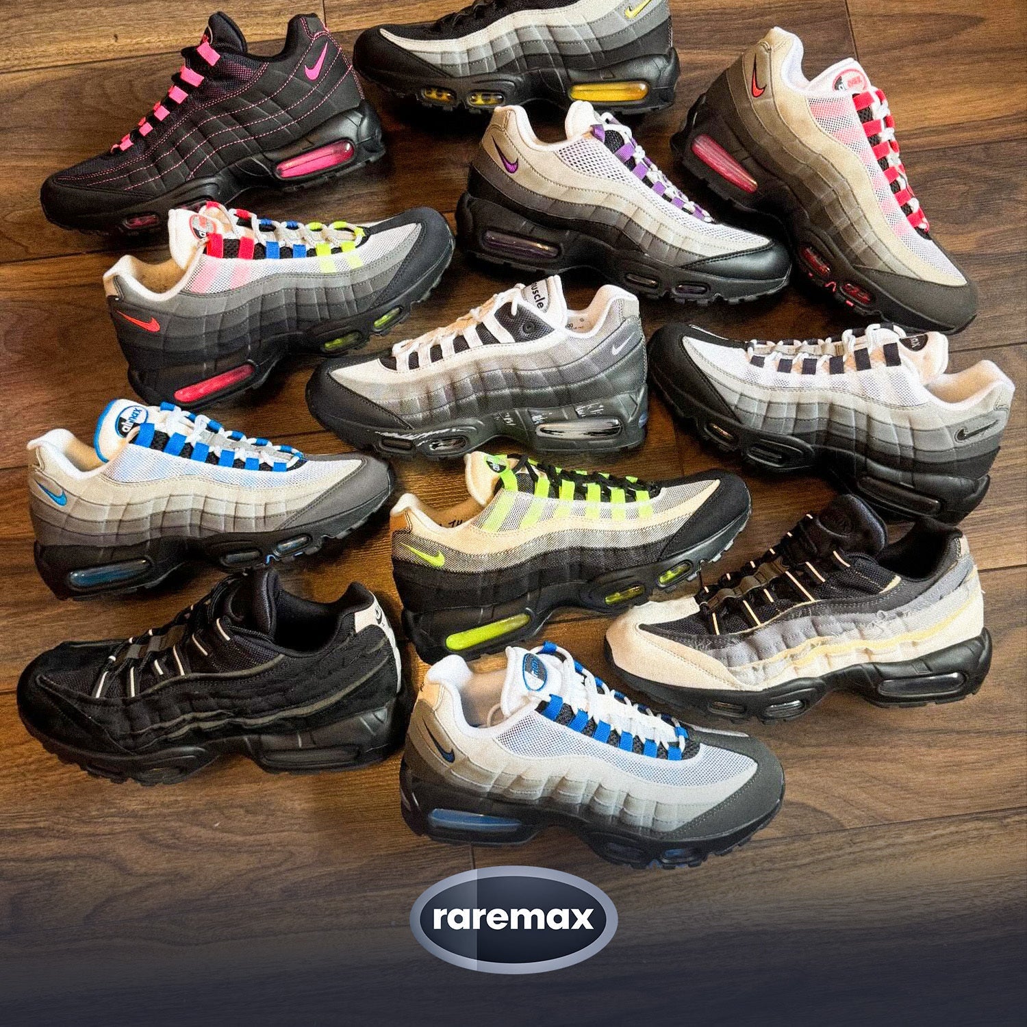 Archive flat-lay of rare Air Max 95s